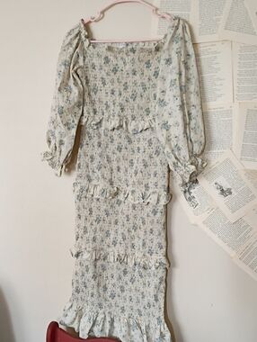 NWT Worth Collective Lila Blue Floral Smocked Dress